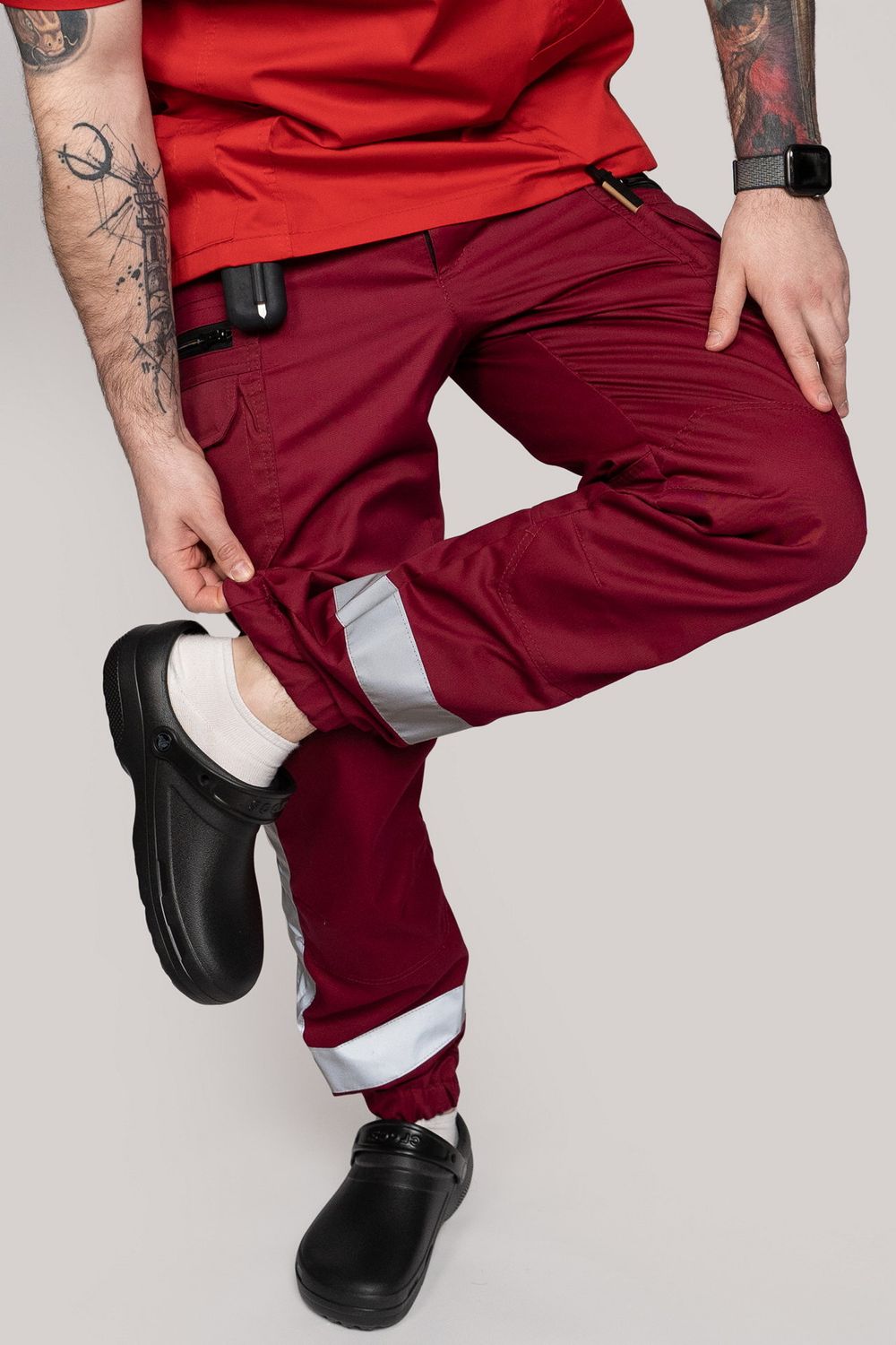 Брюки-джоггеры демисезонные мужские Скорая помощь MedicLine цв. БОРДОВЫЙ