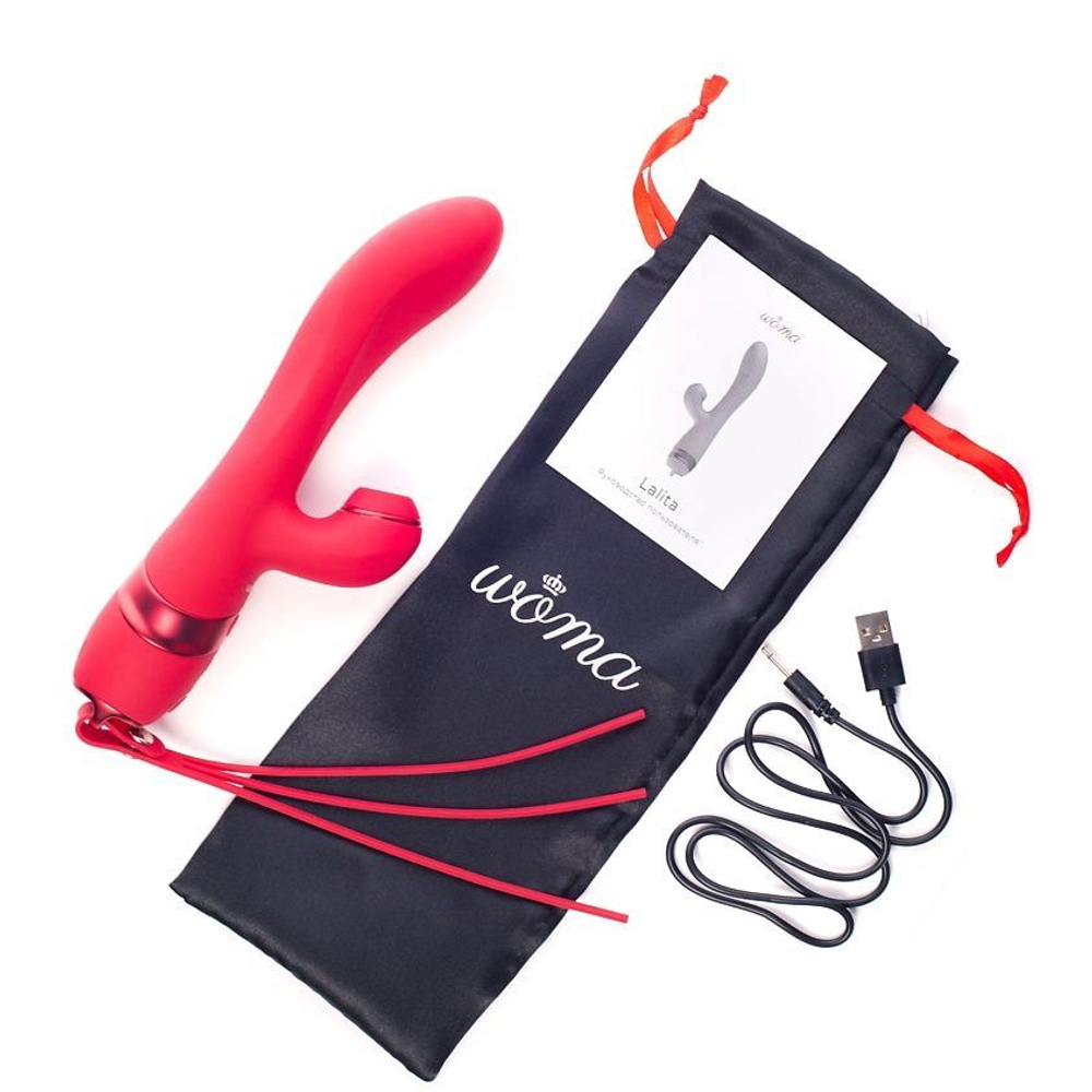 Красный вибратор-кролик с осцилляцией Lalita