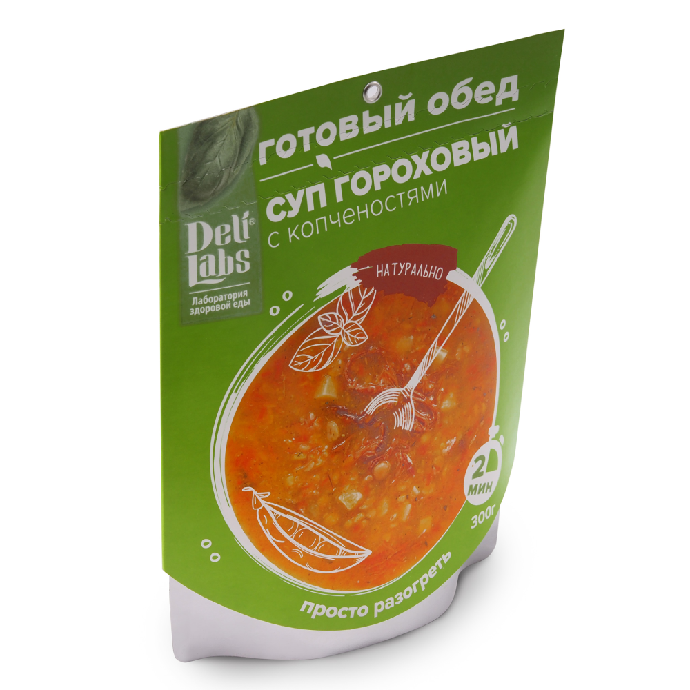 Готовое блюдо Суп гороховый с копчёностями пакет 300 г DeliLabs 4шт*300г 1,2кг