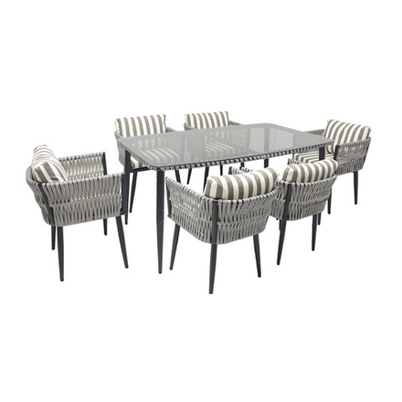 Комплект садовой мебели Alfart Tinto4 (6 стульев, 1 стол), графит/черный/светло-серый