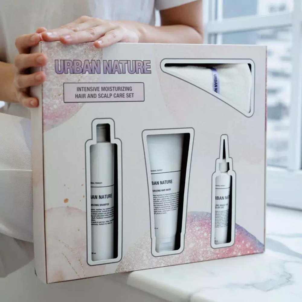 Urban Nature Сет XL MOISTURIZING SCALP Увлажняющий НАБОР + Тюрбан в подарок АКЦИЯ!