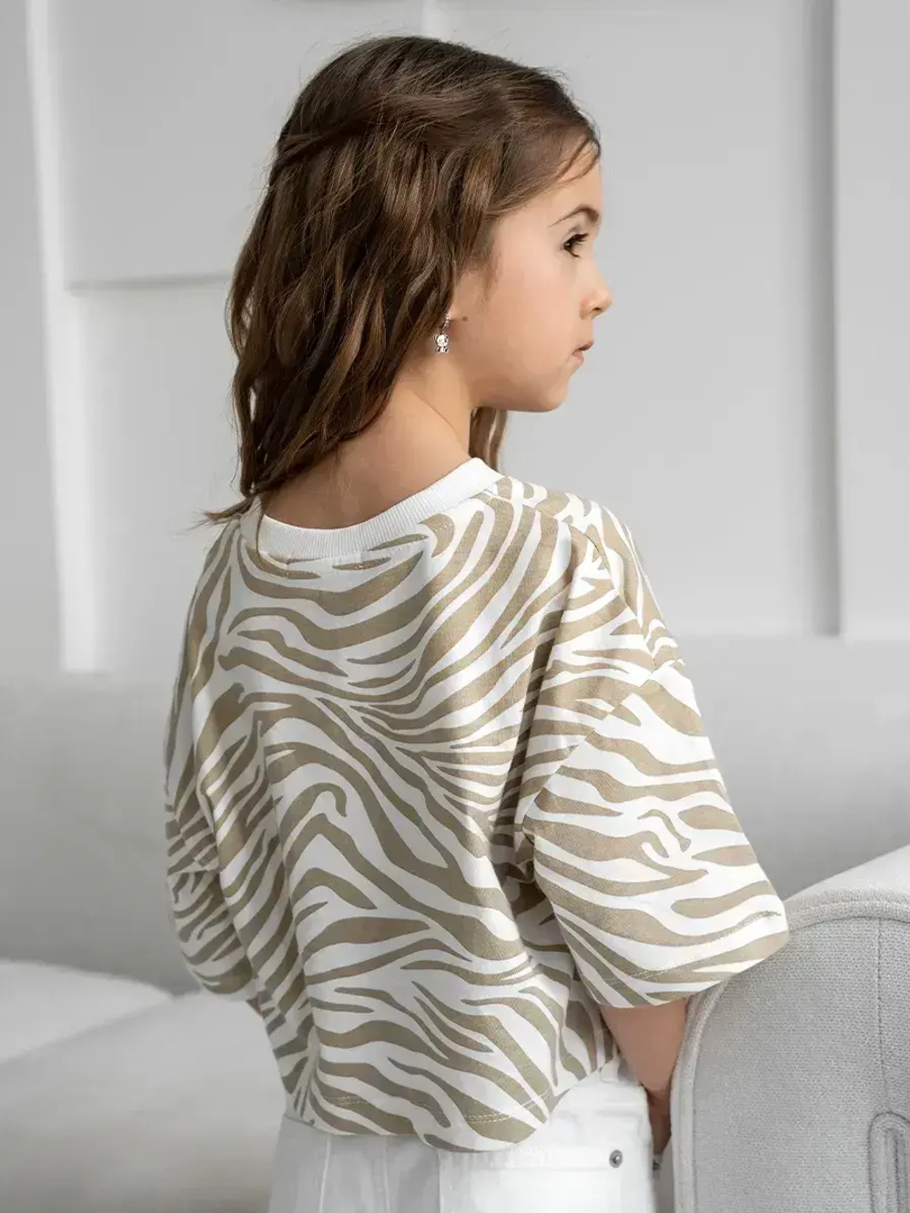 Футболка детская оверсайз укороченная базовая