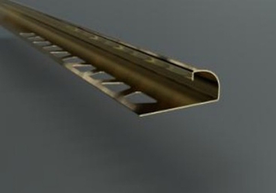 Наружный полукруглый С- профиль для плитки и керамогранита с фиксатором, латунь шлифованная