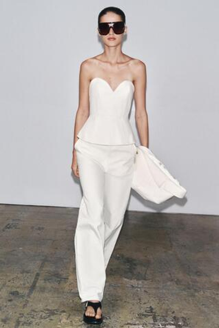 ZARA ДЖИНСОВОЕ БЮСТЬЕ — ZW COLLECTION, БЕЛЫЙ