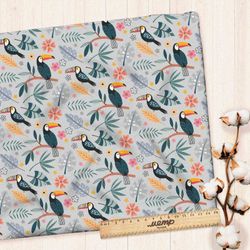 Ткань флис тропический какаду