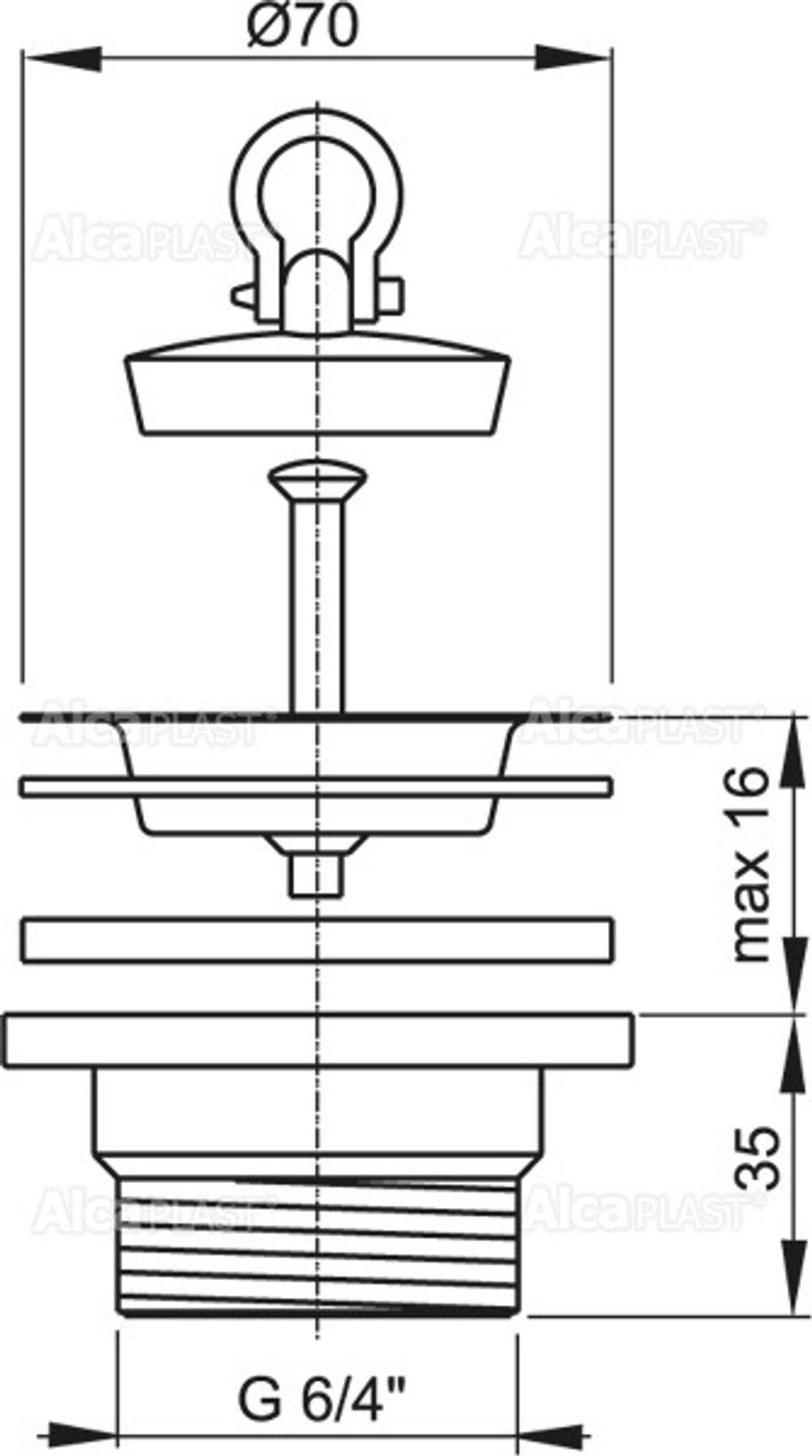 Водослив Alca Plast A33 сифона для мойки 6/4, с нержавеющей решеткой