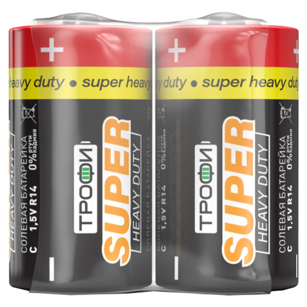 Батарейки Трофи R14-2S SUPER HEAVY DUTY Zinc | Трофи