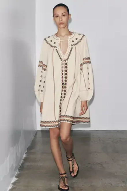 ZARA ПЛАТЬЕ ИЗ КОЛЛЕКЦИИ ZW С ВЫШИВКОЙ, РАЗНОЦВЕТНЫЙ
