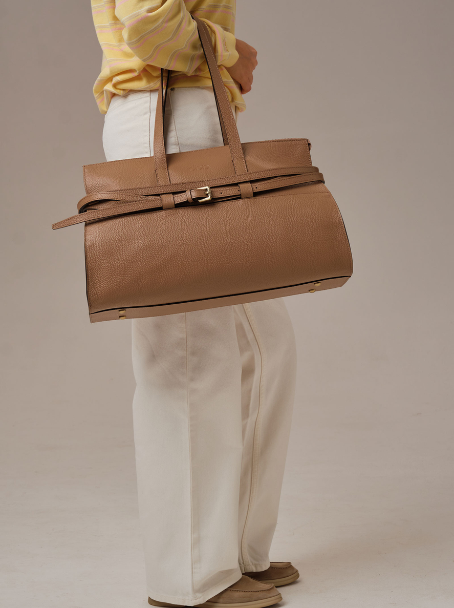 Кожаная сумка Rumi DBR 31152 коричневый капучино