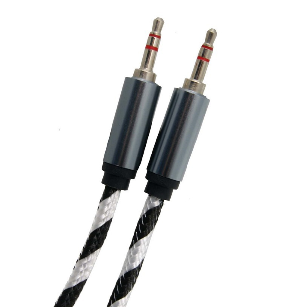 Кабель AUX JD-270 матерчатый металл (белый) 1,5м