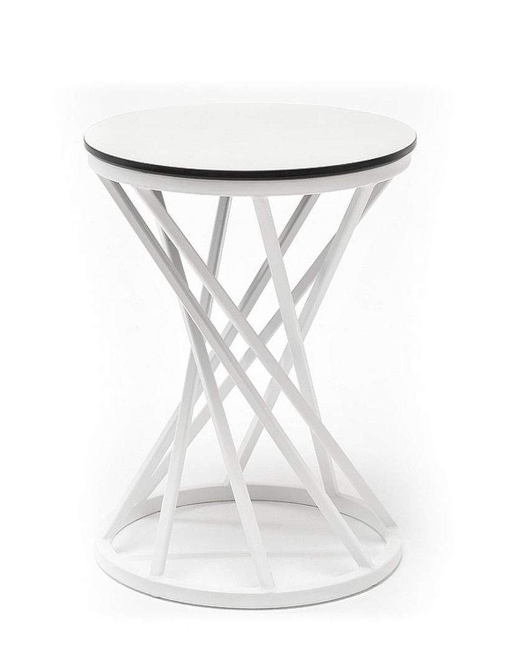 "Сантьяго" журнальный стол из HPL круглый Ø40 H55, каркас из стали белый, цвет столешницы "молочный"