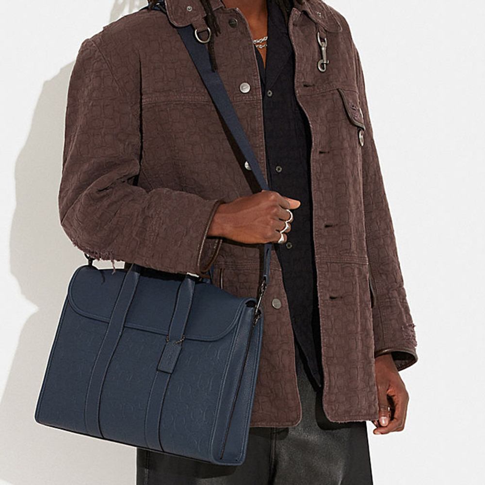 COACH Gotham Cow Leather Laptop Bag, Shoulder Bag, Crossbody Bag, Briefcase Large Men"s Denim