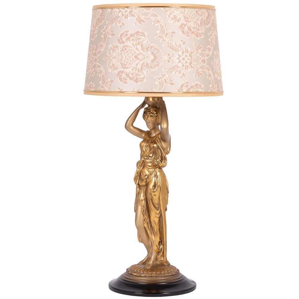 Настольная лампа Гречанка Бронза с абажуром Тюссо Vatican (Ватикан) Крем