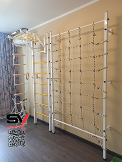 Монтаж шведской стенки Sv Sport с канатным лазом в бетонные, кирпичные стены