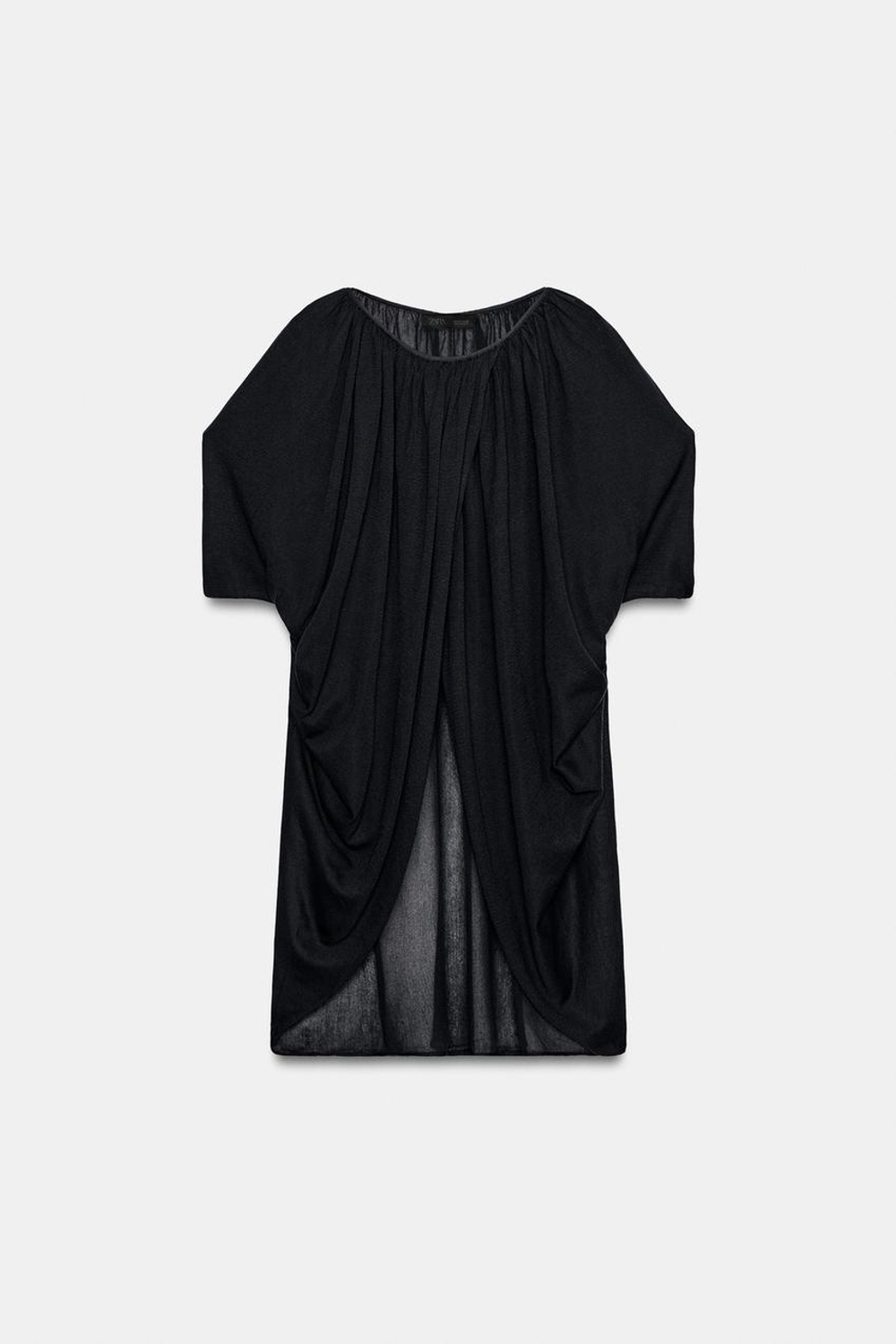 ZARA ТОП-ТУНИКА ИЗ ТРИКОТАЖА, МОРСКОЙ СИНИЙ