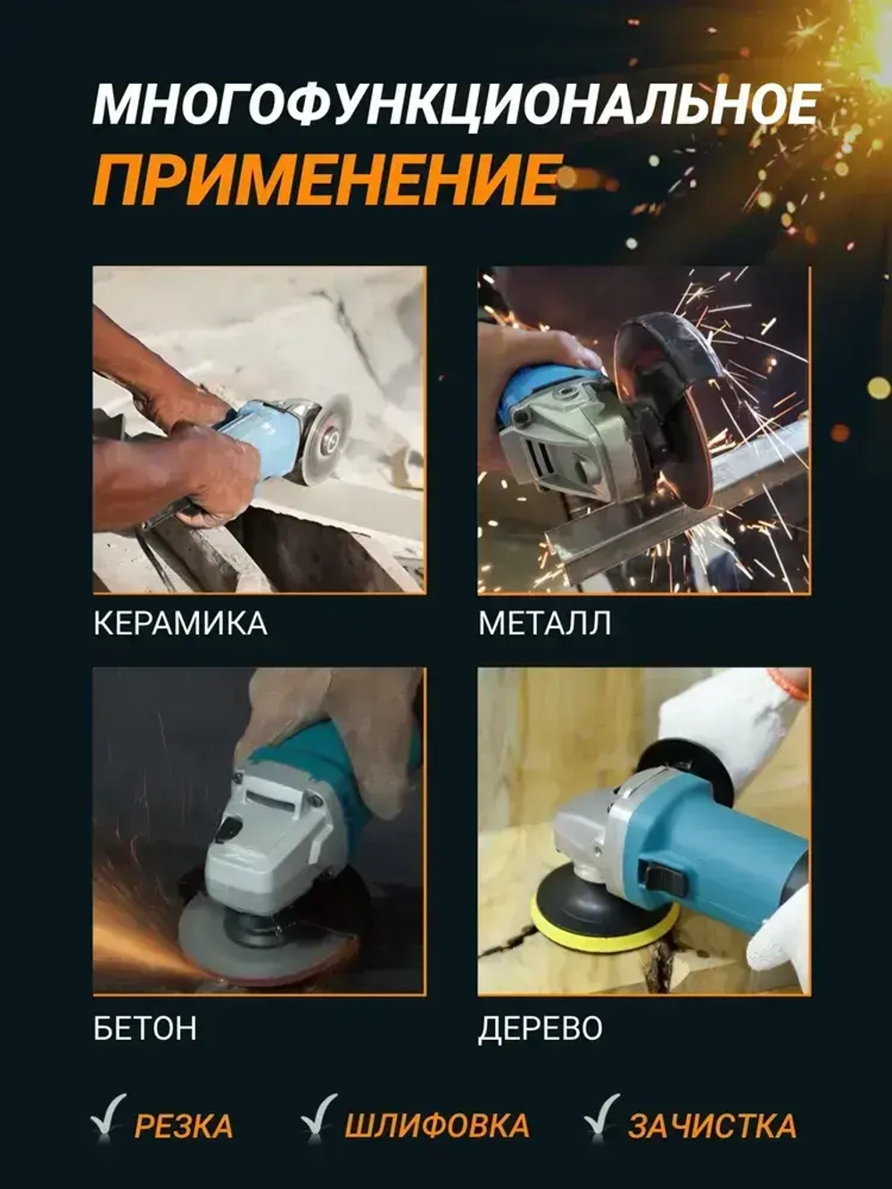 Болгарка электрическая УШМ с регулировкой оборотов 125, шлифовальная машинка
