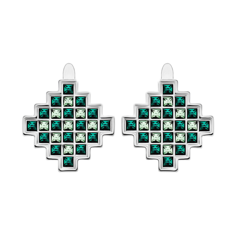 "Topic" серьги в родиевом покрытии из коллекции "Digital" от Jenavi с английским замком