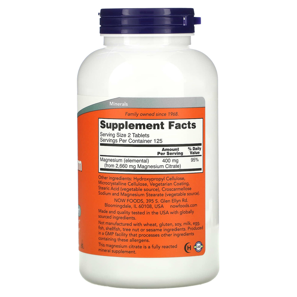 NOW Foods, цитрат магния, 200 мг, 250 таблеток