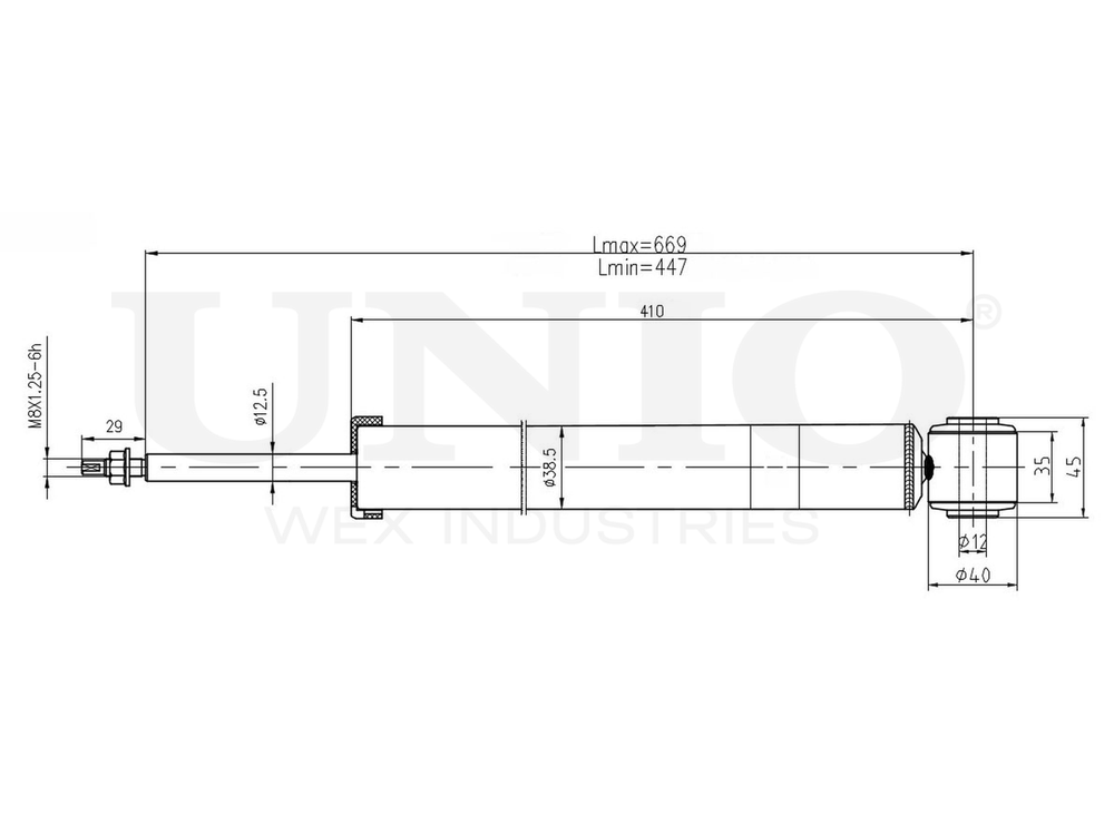 Амортизатор газовый задней подвески UNIO SAB-10591