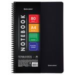Тетрадь А4 80 л. BRAUBERG "Metropolis", спираль пластиковая, клетка, обложка пластик, ЧЕРНЫЙ, 404742