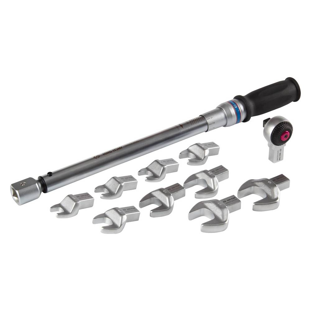 Ключ динамометрический KINGTONY 1/2" с набором рожковых насадок 13-30 мм 40-200 Нм кейс