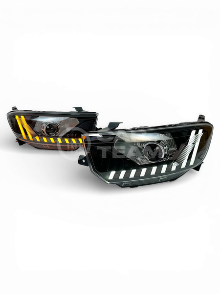 Фары Лада Гранта FL передние в стиле AUDI круглые би линзы без ангельских глазок, хром маска