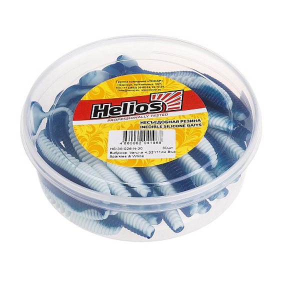 Виброхвост несъедоб. Varuna 4,33&#39;/11см Blue Sparkles &amp; White 30шт. (HS-35-026-N-30) Helios