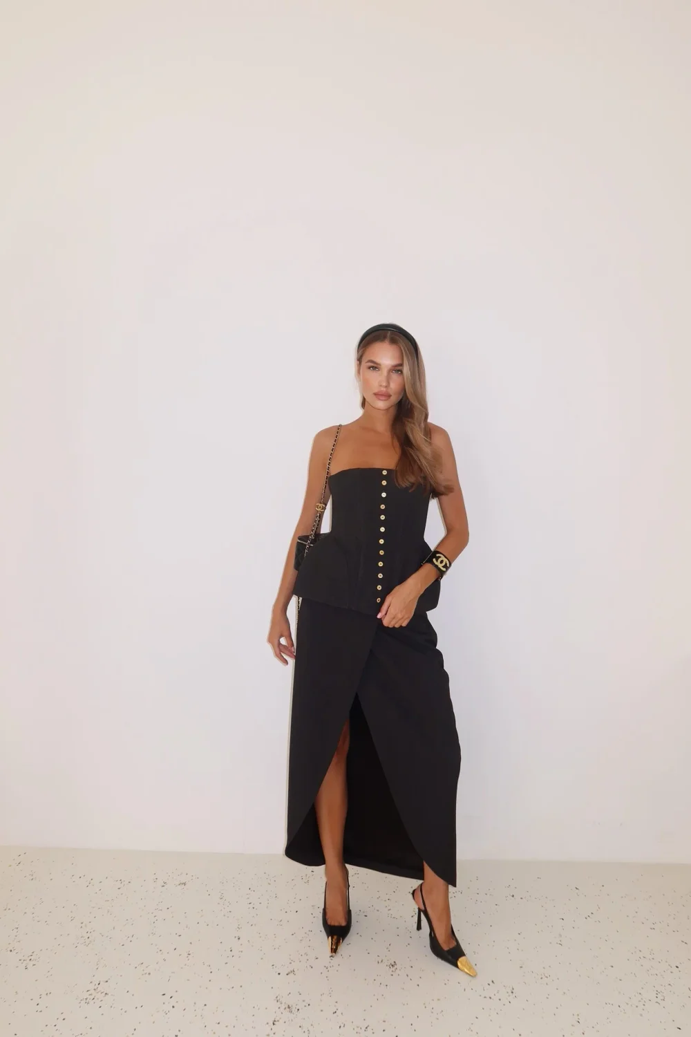 Юбка макси с разрезом, Серый