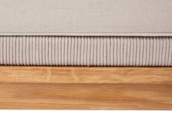 "Канны" правый модуль плетеный из роупа, основание дуб, роуп бежевый круглый, ткань бежевая 052