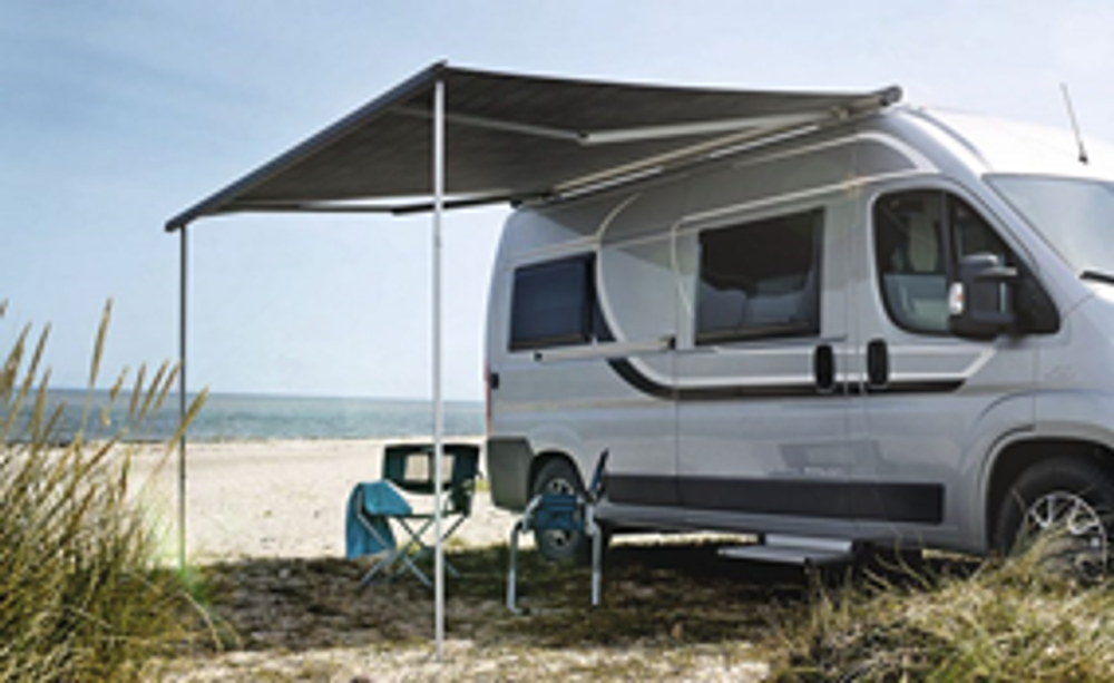 Маркиза MobileComfort M400BD 4.0 м настенная механическая, корпус чёрный, полотно тёмно-серое