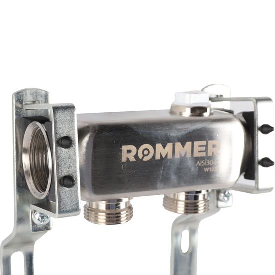 Коллектор Rommer 1"x3/4" на 2 контура для радиаторной разводки (нерж. сталь) RMS-4401-000002