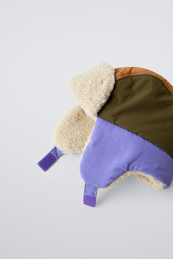 ZARA ШАПКА ИЗ ИСКУССТВЕННОЙ ОВЧИНЫ, РАЗНОЦВЕТНЫЙ