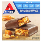 Atkins, снек, шоколадно-карамельный батончик с арахисом и нугой, 5 батончиков, 44 г (1,55 унции) каждый