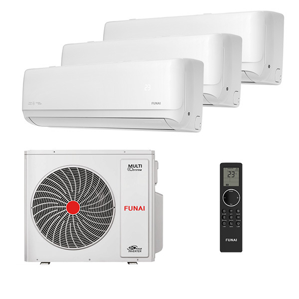 Мультисплит система на 3 комнаты Funai RAM-I-DA25HP.W01/S x 3 / RAM-I-3KG70HP.01/U
