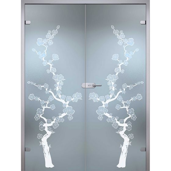 Двустворчатая стеклянная Акма Сакура стекло бесцветное матовое
