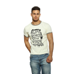 Светло-бежевая мужская футболка с принтом-девизом (Размер: L) (Цвет: бежевый)