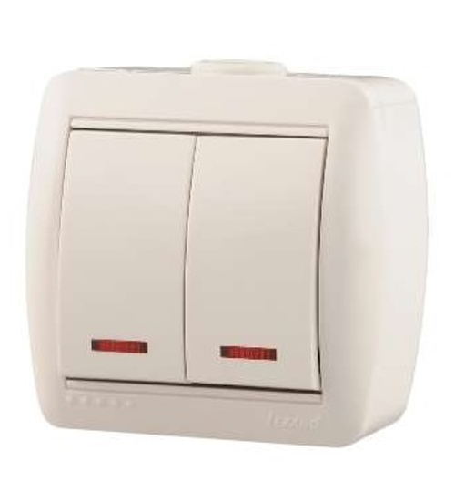 Выключатель 2-кл ОУ белый с подсвет. НАТА Lezard