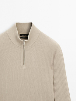 Massimo Dutti Свитер с воротником-стойкой, дымчатый