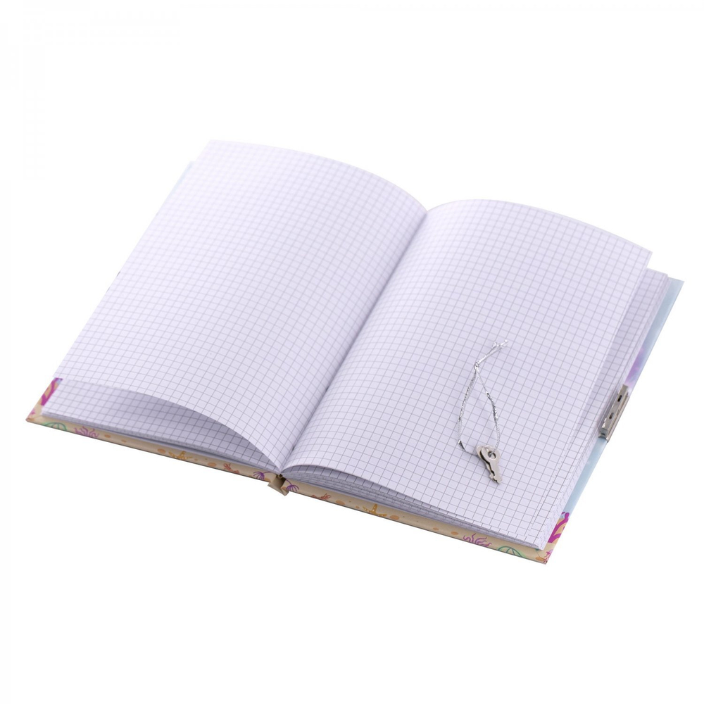 Записная книжка в футляре 19,0 см * 18,0 см , 7БЦ, Alingar, ламинация, замочек, ручка, 48 л., клетка, "Нежная русалка", сиреневый