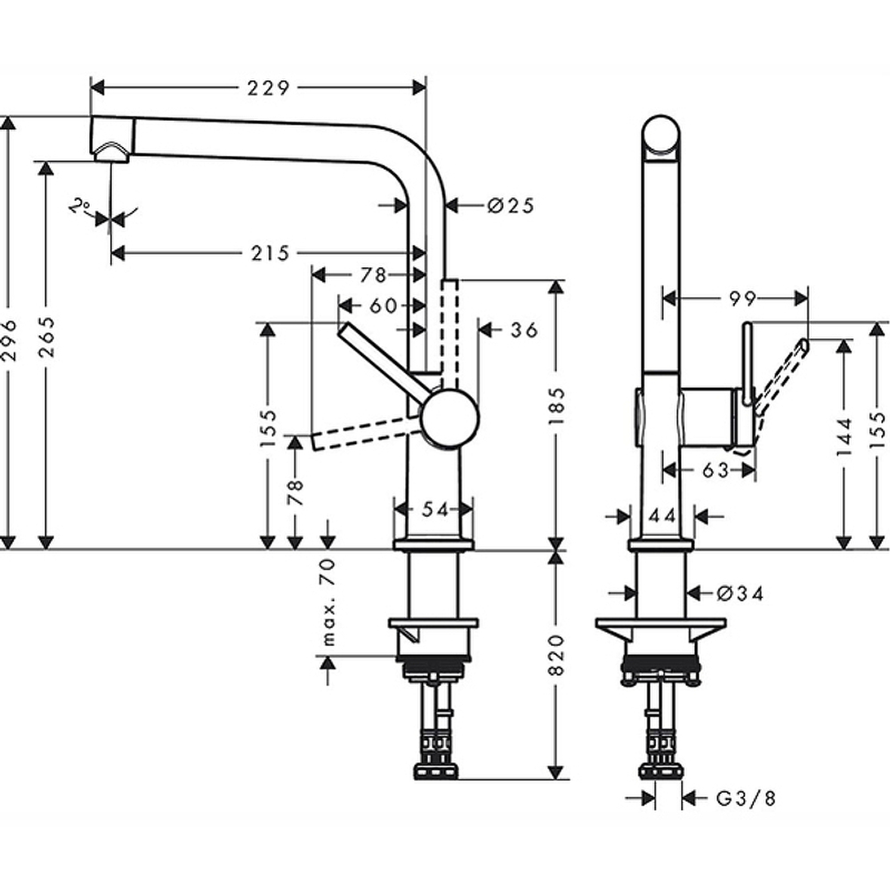 Смеситель для кухни Hansgrohe Talis M54 72840000 хром