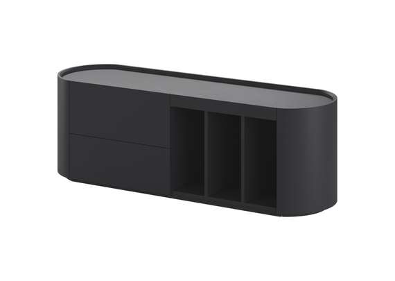 Тумба Lagom под ТВ 2 ящика 3 ниши ширина 140 см (черный)