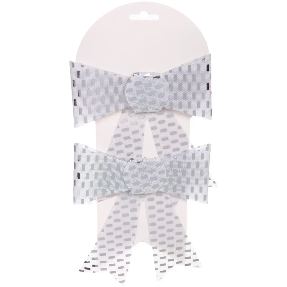 Бант на ёлку «Сияние» 13*16 см (набор 2 шт), Серебро