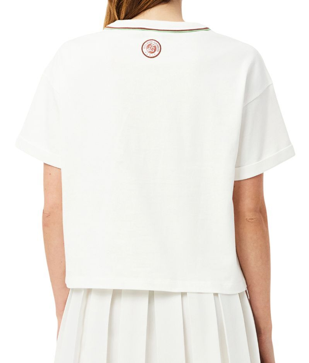 Женская теннисная футболка Lacoste Roland-Garros Edition Jersey - белый