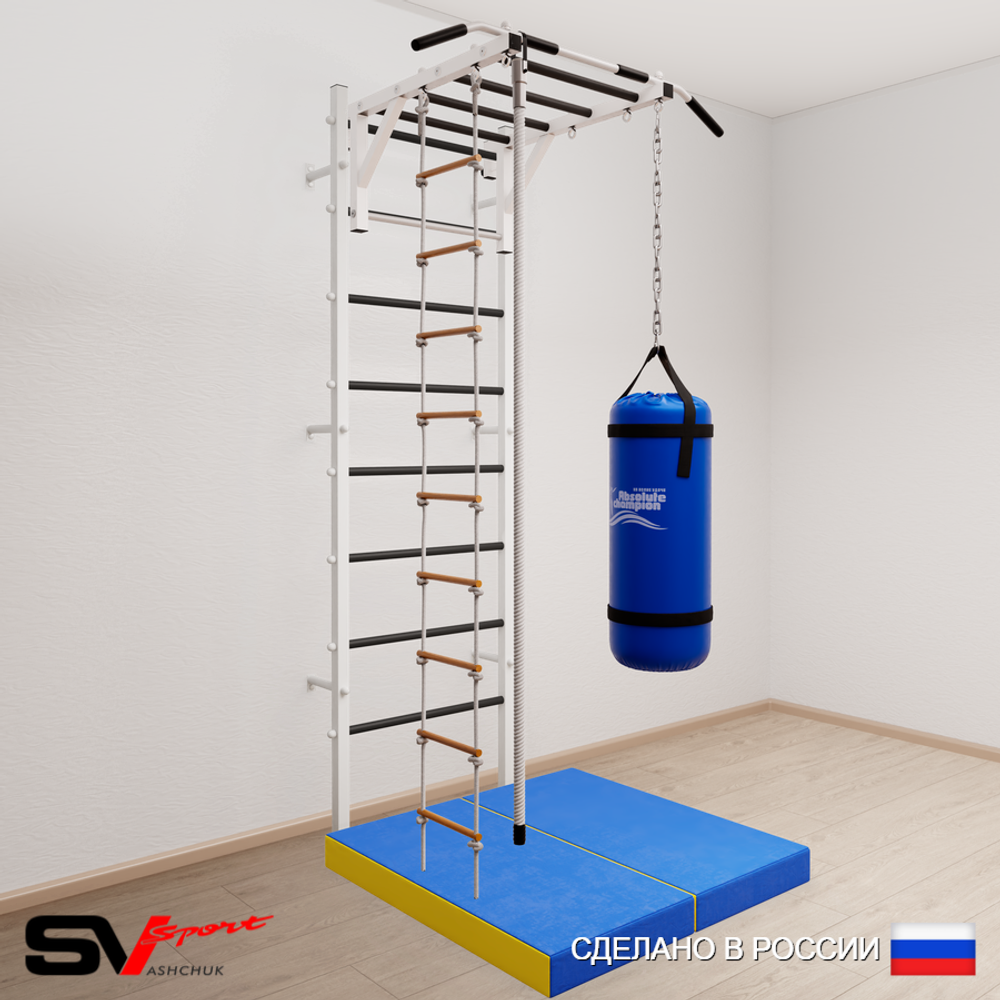 Шведская стенка Sv Sport 5347 (Турник рукоход/Канат/Лестница/Цепь/Мешок 30кг/Мат 1м)