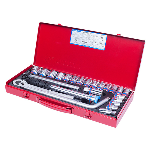 KING TONY (4533MR) Набор торцевых головок с принадлежностями 1/2", 6-гранные, 10-32 мм, 24 предмета