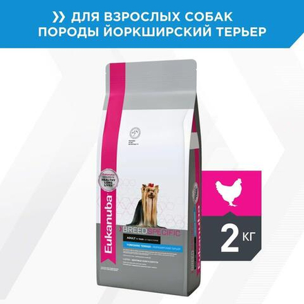 Сухой корм Eukanuba Dog Yorkshire Terrier для взрослых собак породы йоркширский терьер от года с птицей 2 кг