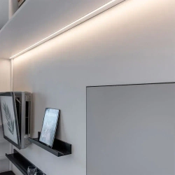 Профиль накладной 2 метра (1 шт) алюминиевый 17x7мм 2м прямоугольный для светодиодной ленты с рассеивателем