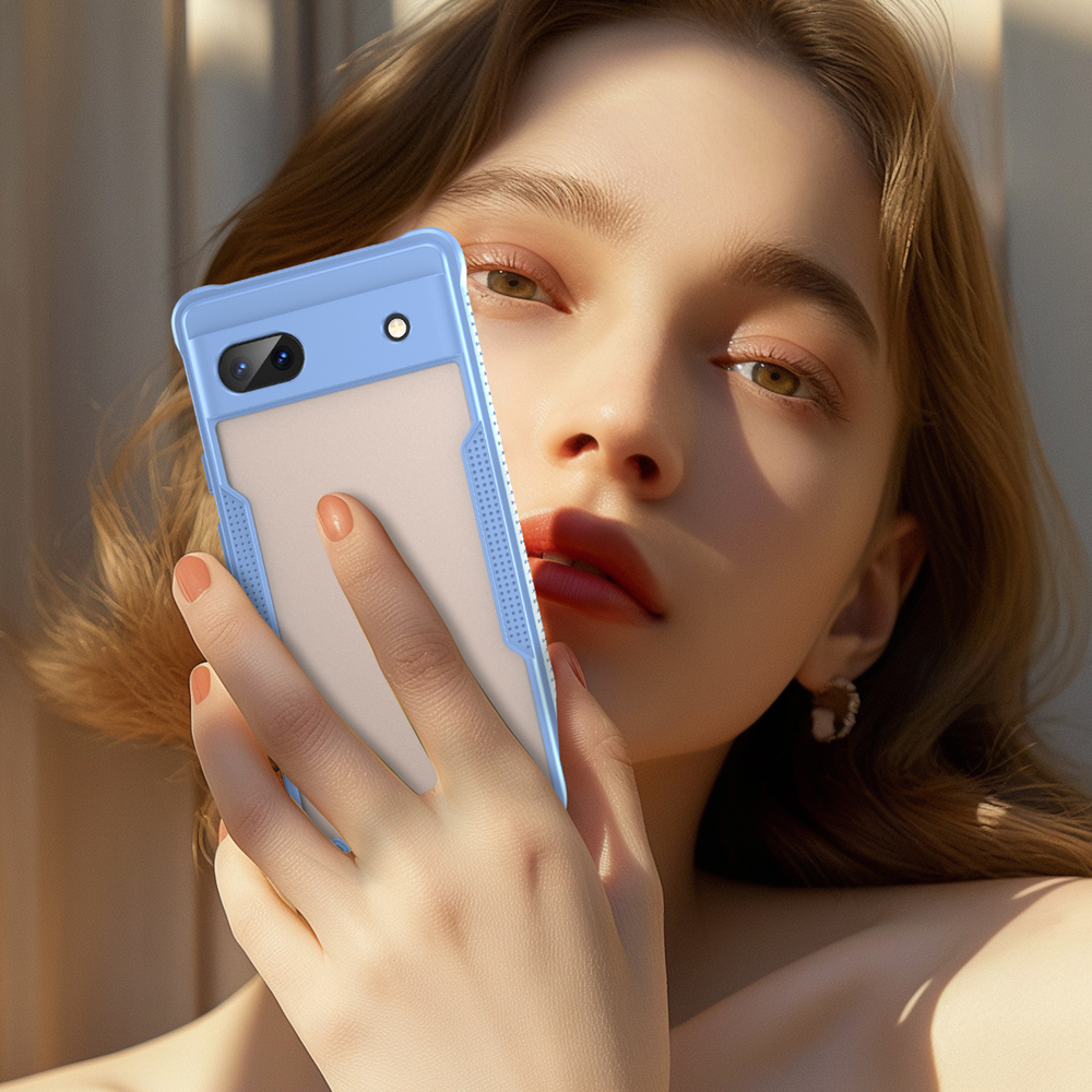 Чехол с боковыми рамками синего цвета для Google Pixel 6a, задняя крышка прозрачная тонированная