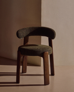 Granite Стул на 4 ножках из зеленого шенилла и массива ясеня в отделке орех