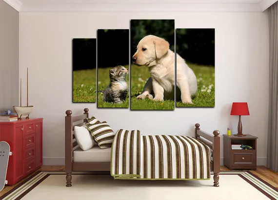 Модульная картина "Кошка и собака"